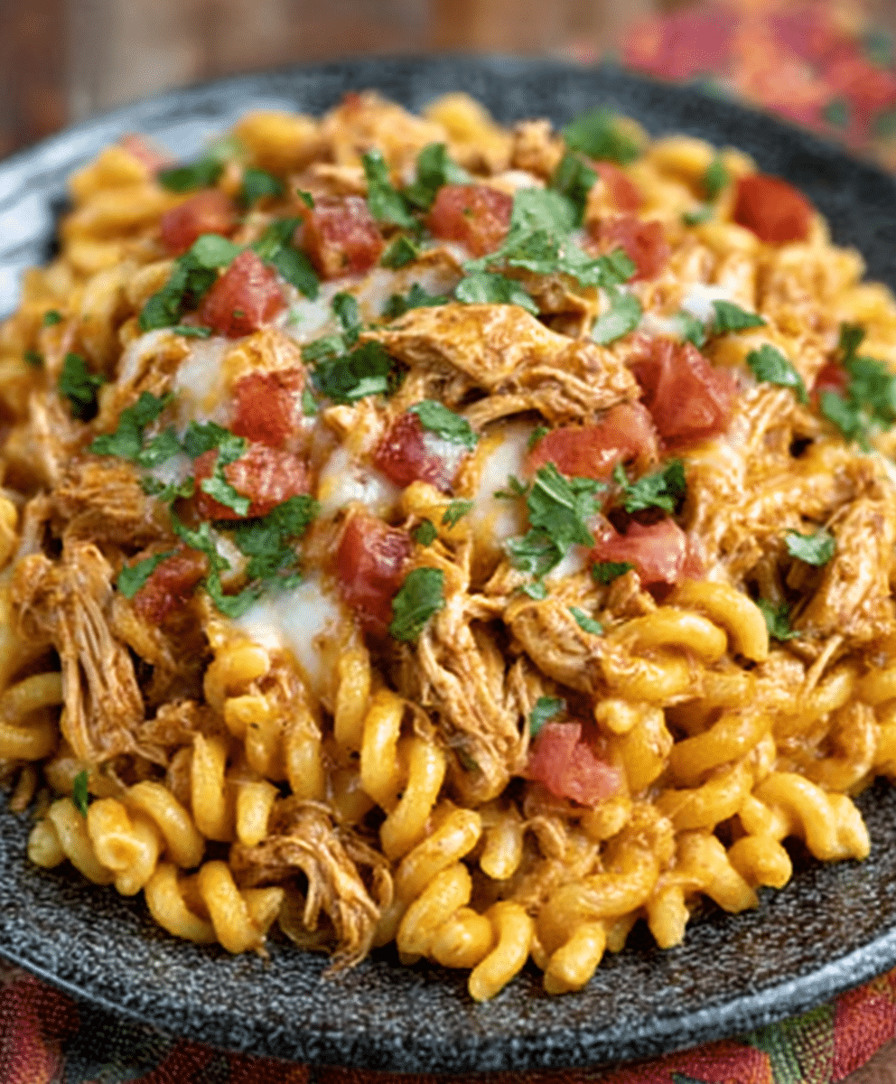 Slow Cooker Chicken Enchilada Pasta