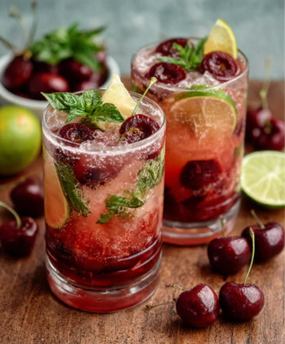 Smoked Cherry & Basil Mojito