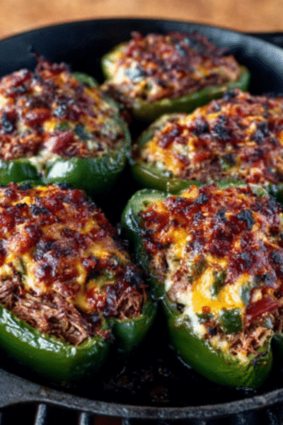 Smoked Keto Brisket-Stuffed Peppers