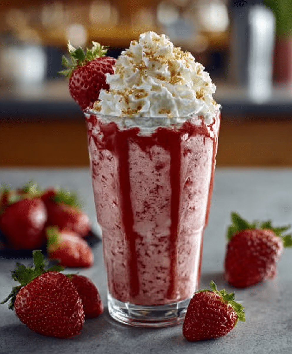 Strawberry Shortcake Milkshake with Whipped Cream Frosting