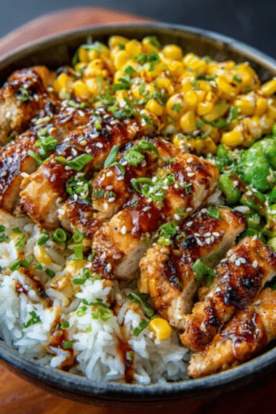 Street Corn Chicken Rice Bowl