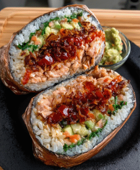 Current image: Sushi Burrito with Spicy Guac & Crispy Shallots