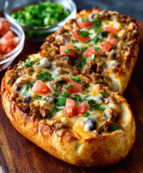 Taco-Stuffed Garlic Bread