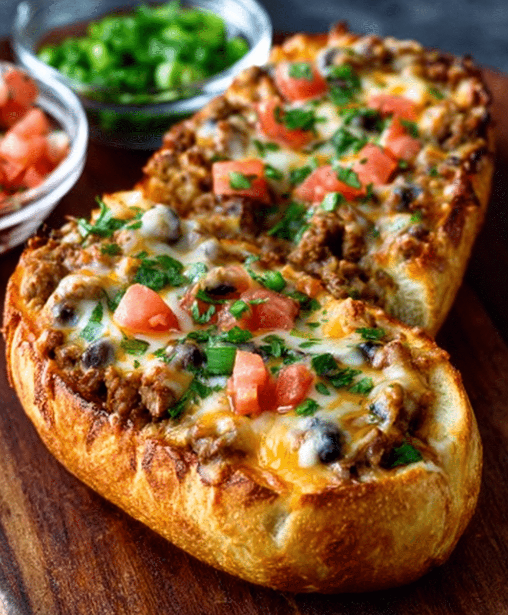 Taco-Stuffed Garlic Bread