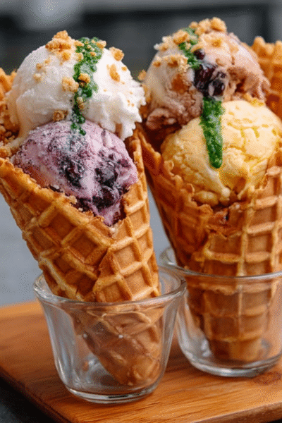 Ube & Coconut Mochi Waffle Cones