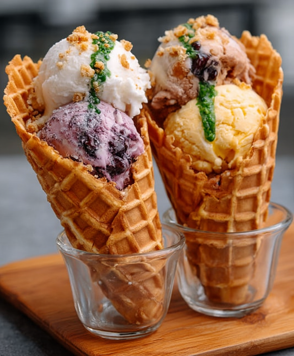 Ube & Coconut Mochi Waffle Cones