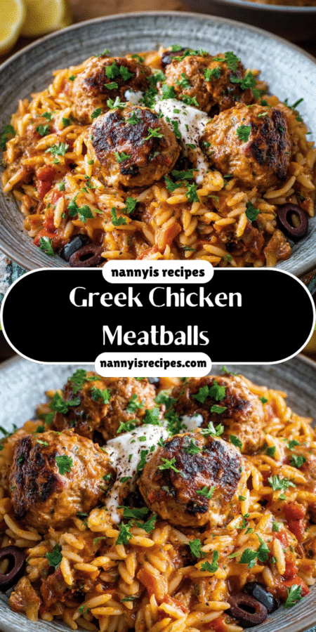 Crockpot Greek Chicken Meatballs + Creamy Tomato Orzo will delight your taste buds! 4 11
