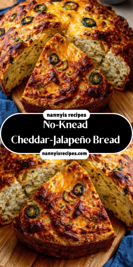 No‑Knead Cheddar‑Jalapeño Bread