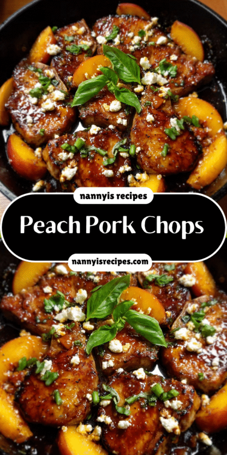 Skillet Balsamic Peach Pork Chops with Feta & Basil are a must-try! 4 23