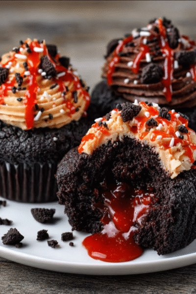 Bleeding Black Cupcakes – Halloween Cupcakes