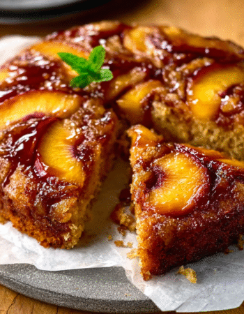 Bourbon Peach Upside Down Cake | Delicious Desserts