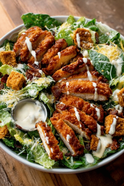 Buffalo Ranch Pretzel Chicken Caesar Salad