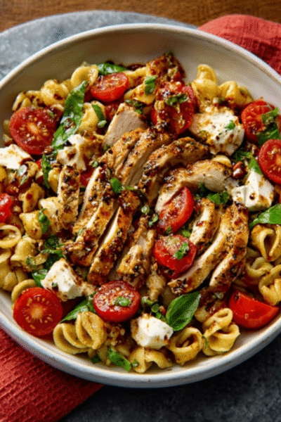 Caprese Chicken Pasta Salad