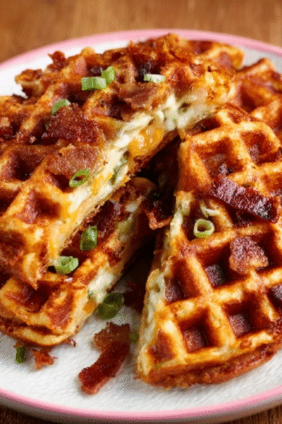 Cheesy Bacon Waffle Pockets