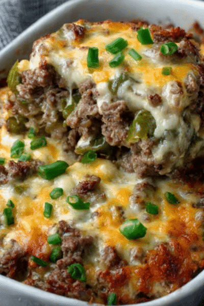 Cheesy Low Carb Philly Cheesesteak Casserole Recipe