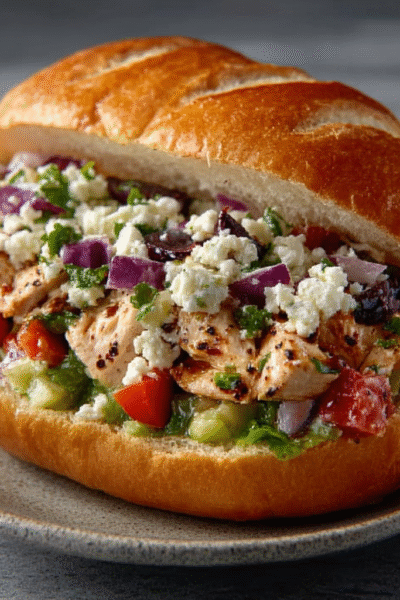 Chopped Greek Chicken Sandwich