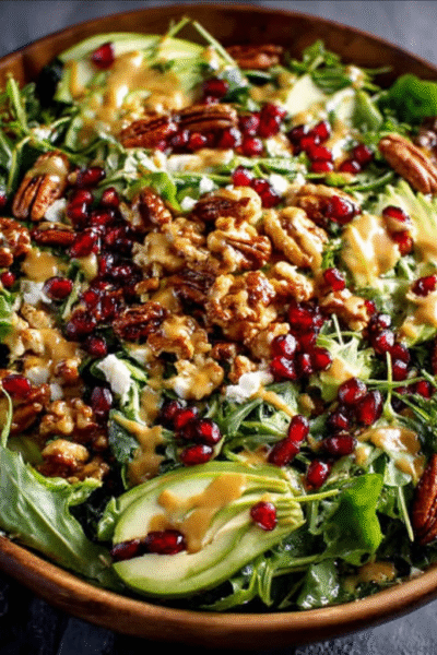 Christmas Salad with Honey Mustard Dressing.