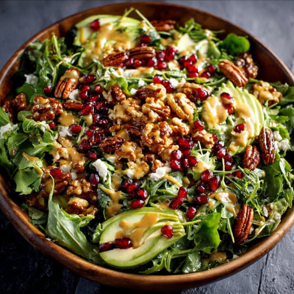 Christmas Salad with Honey Mustard Dressing.