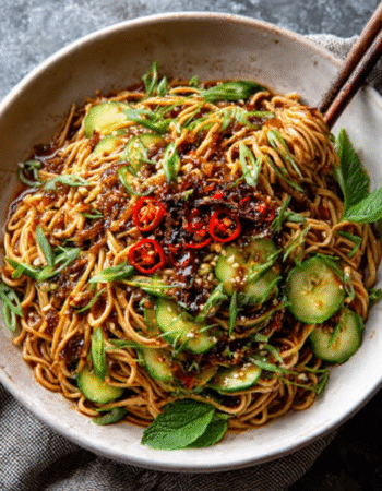 Cold Chinese-Style Soba with Chili Crisp & Cucumber