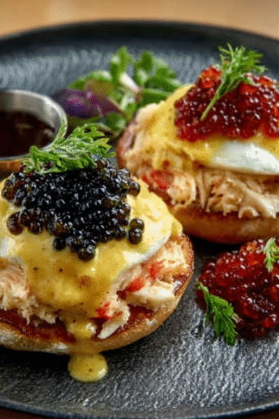 Crab Eggs Benedict with Caviar