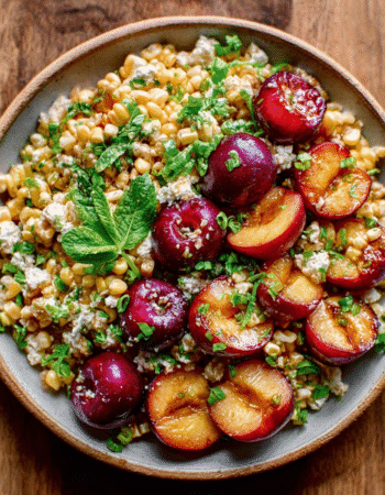 Creamy Boursin Sweet Corn & Plum Salad