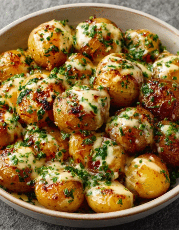 Creamy Garlic Sauce Baby Potatoes