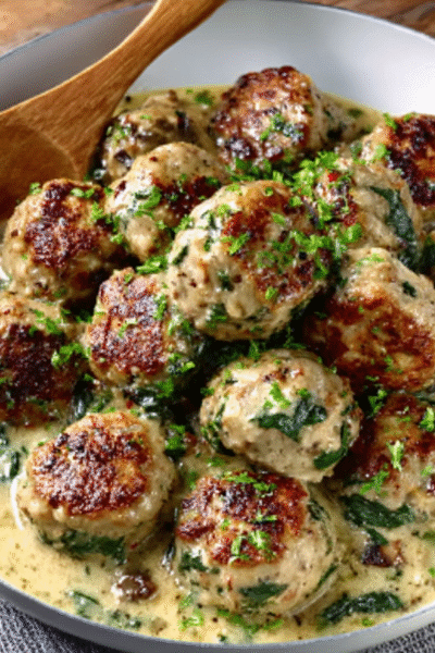Creamy Spinach Turkey Meatballs