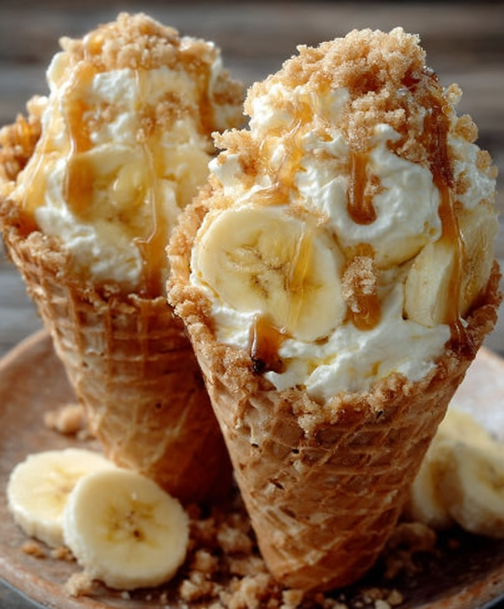 Easy Banana Pudding Cheesecake Cones