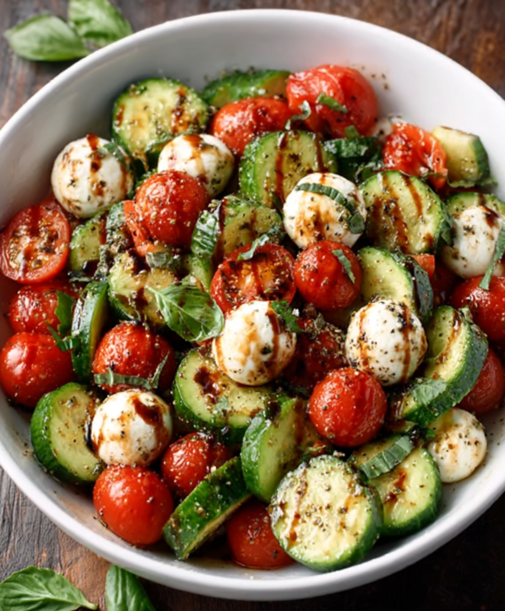 Easy Cucumber Caprese Salad