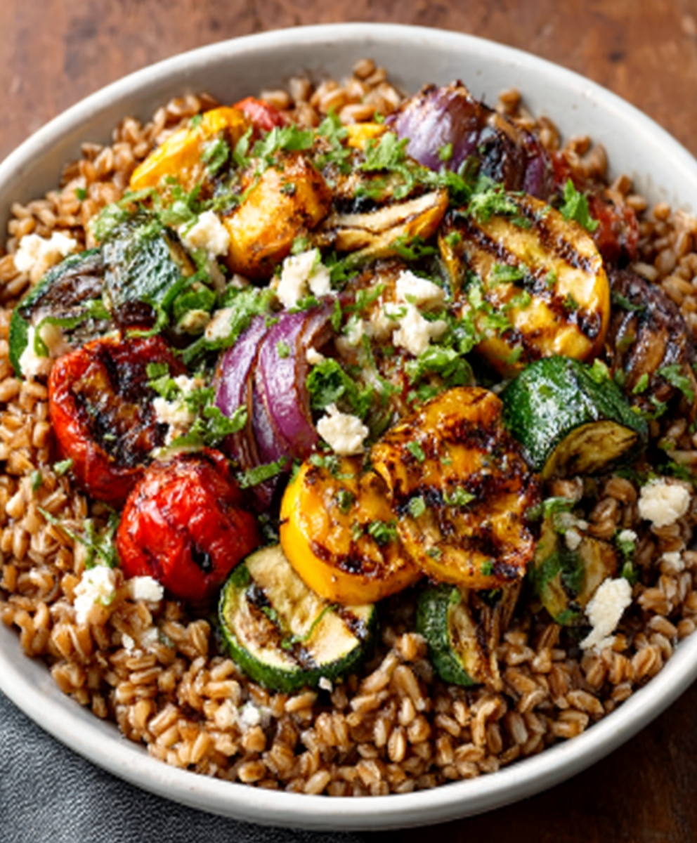 Farro + Grilled Veggie Salad