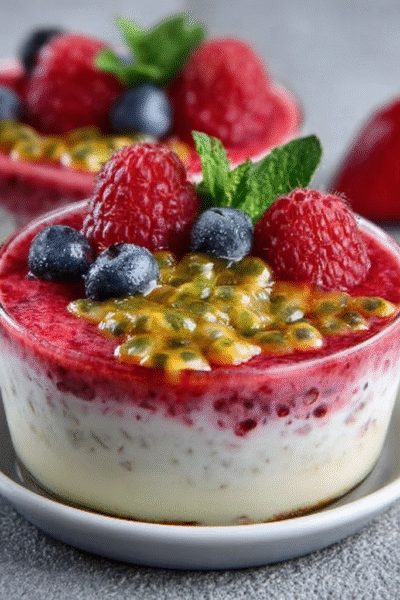 Fresh Raspberry Passion‑Fruit Yogurt Cups