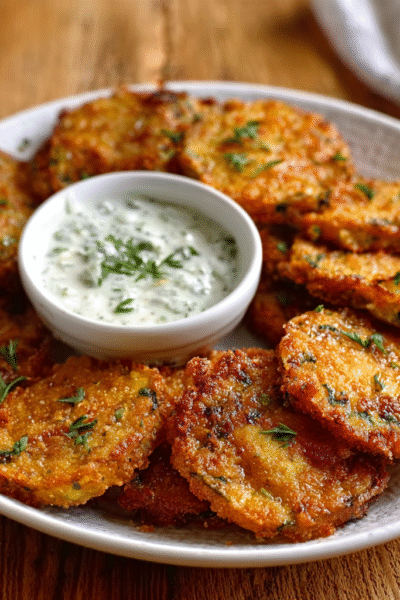 Fried Summer Squash with Herb Dip