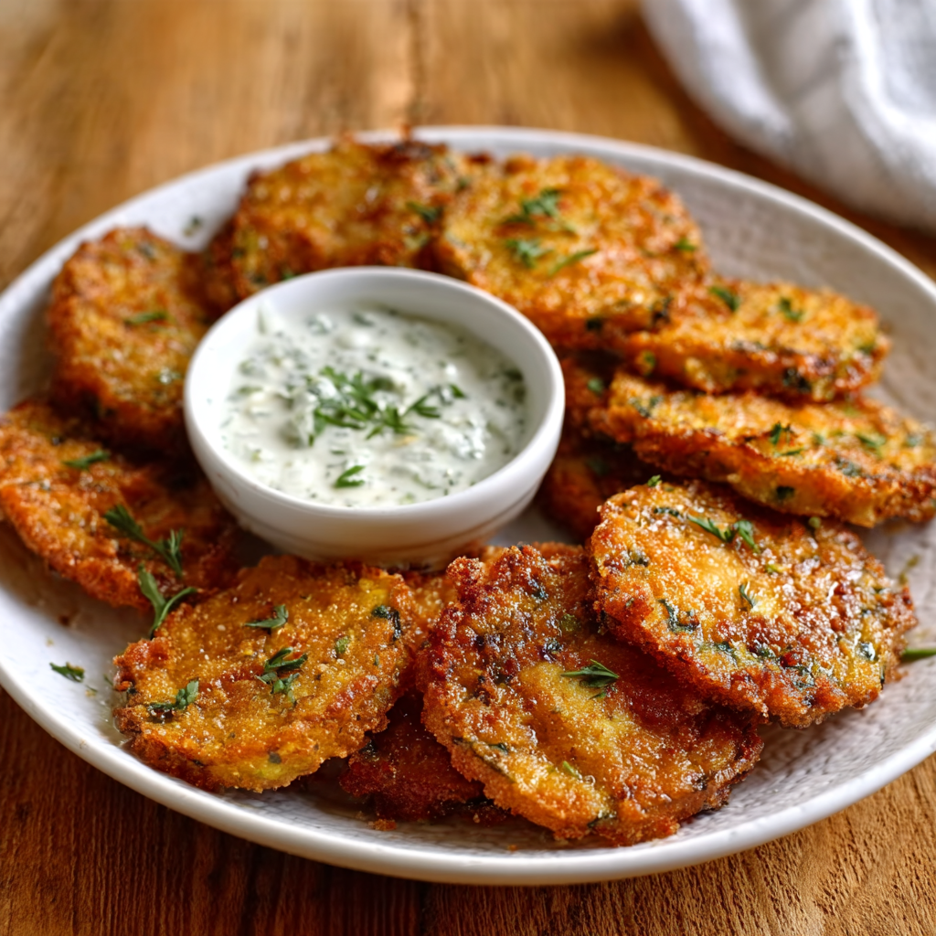 Fried Summer Squash with Herb Dip