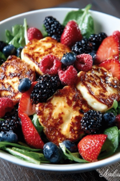 Grilled Halloumi Berry Salad