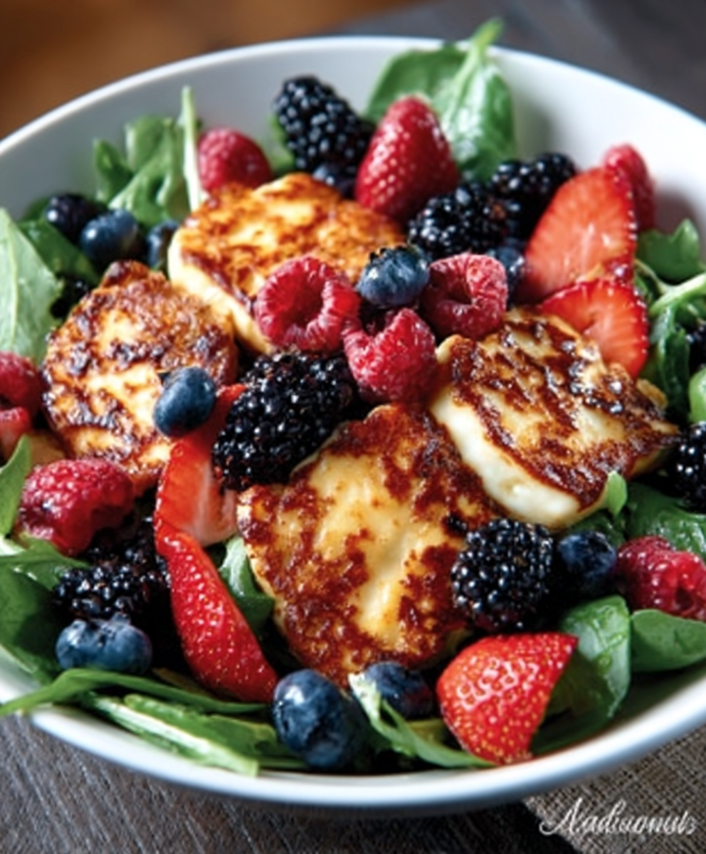 Grilled Halloumi Berry Salad
