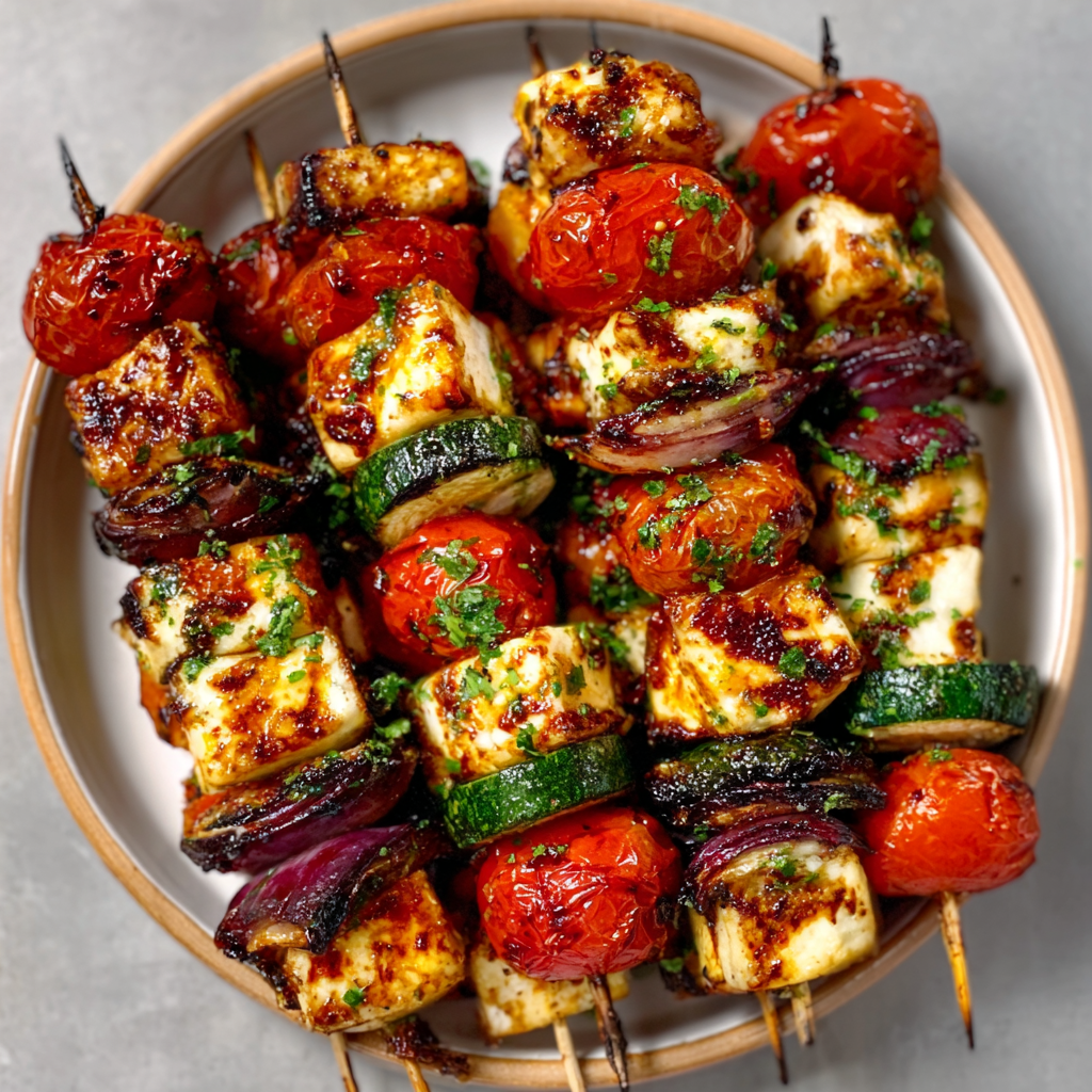 Halloumi and Vegetable Skewers