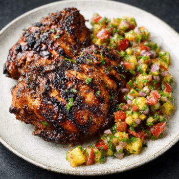 Current image: Jamaican Jerk Chicken with Sun‑Gold Tomato Salsa