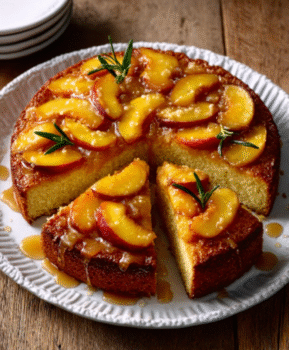 Current image: Lemon Polenta Peach Cake