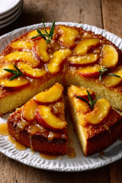 Lemon Polenta Peach Cake