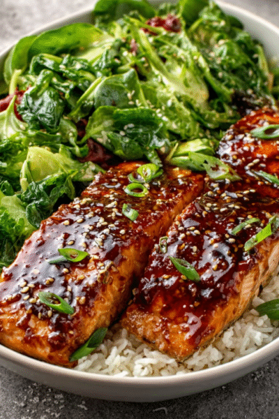 Miso‑Glazed Salmon with Summer Greens