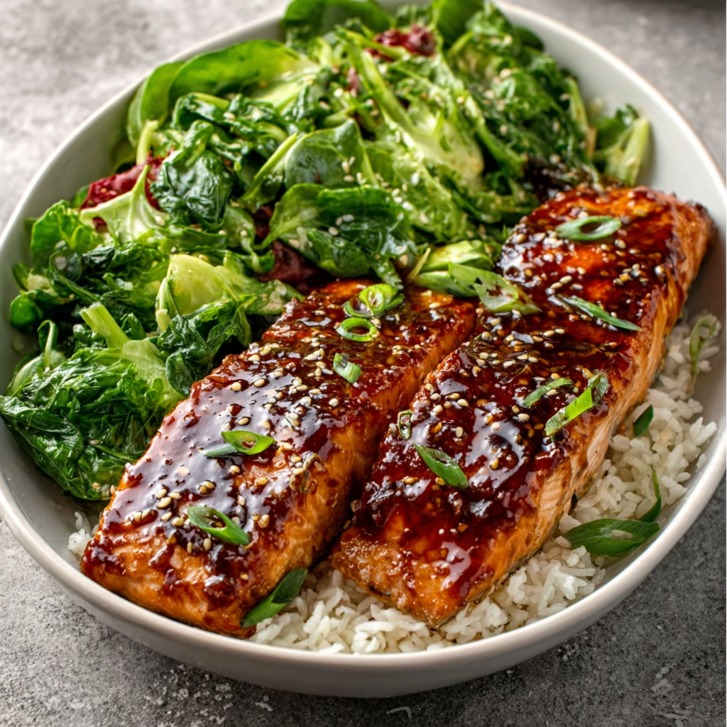 Miso‑Glazed Salmon with Summer Greens