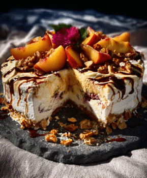 Peach Pretzel Ice Cream Cake
