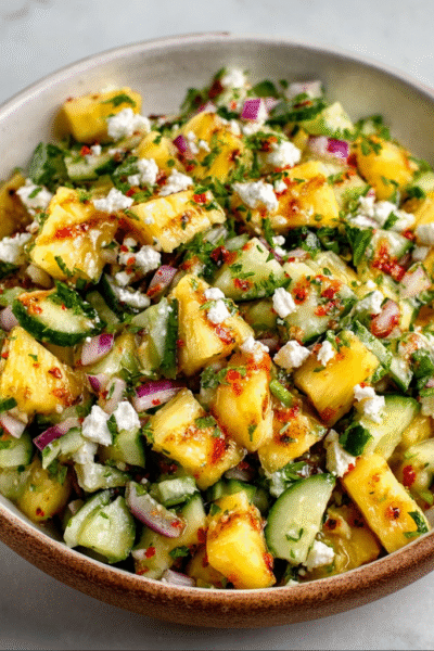 Pineapple Cucumber Salad with Feta