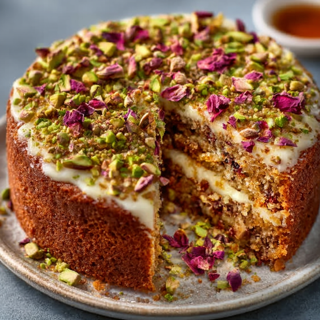 Pistachio and Rose Gâteau