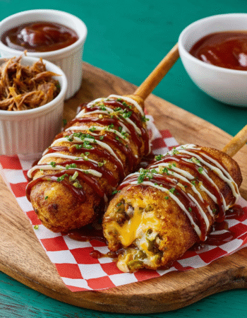 Pulled Pork & Pickle Corn Dogs