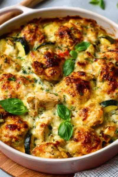 Quick Rotisserie Chicken Zucchini Casserole