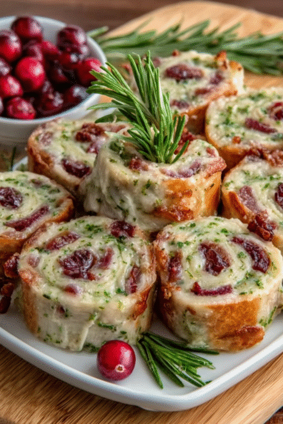 Savory Christmas Cranberry Roll Ups