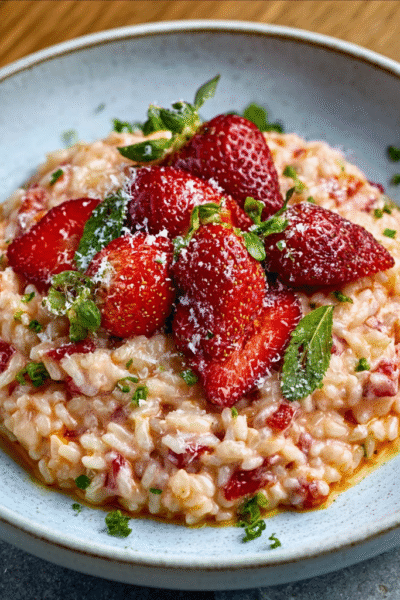 Strawberry Risotto with Cream & Parmesan