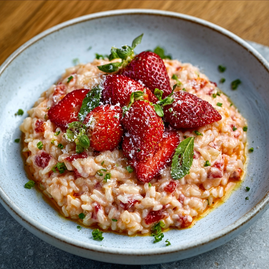 Strawberry Risotto with Cream & Parmesan