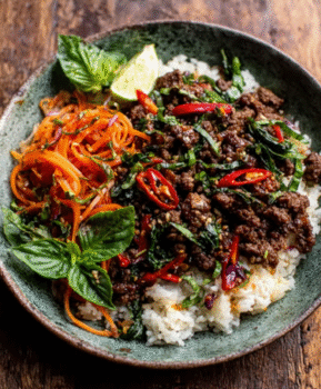 Thai Basil Beef + Lemongrass Rice Bowls